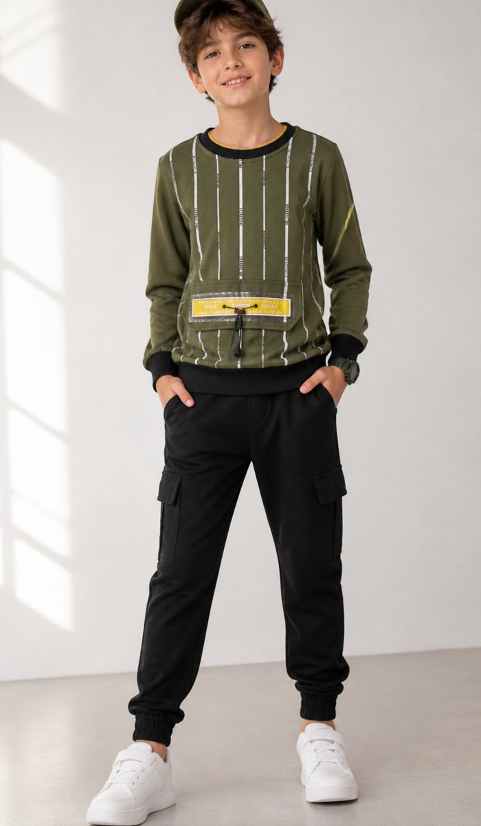 Çocuk Haki Sweatshirt