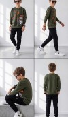 Çocuk Haki Sweatshirt
