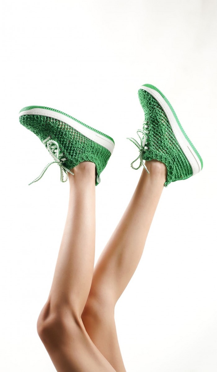 Kadın Yeşil Örgü Sneaker Spor Ayakkabı