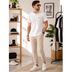Erkek Beyaz Polo Yaka T-Shirt 