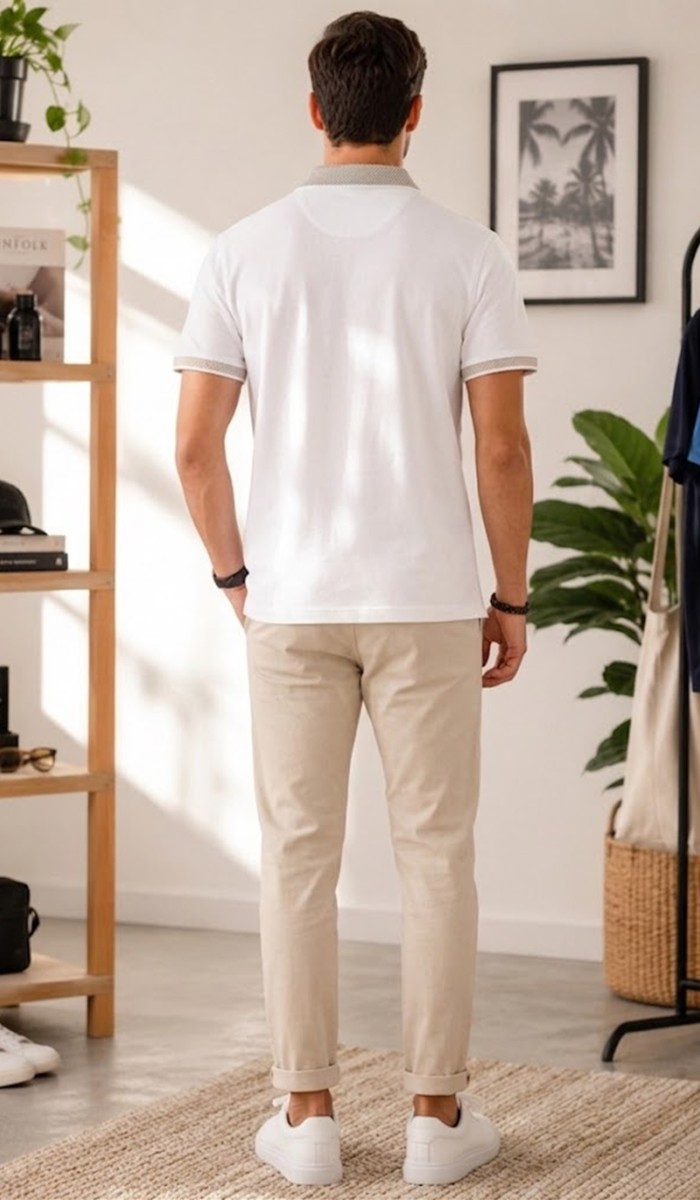 Erkek Beyaz Polo Yaka T-Shirt