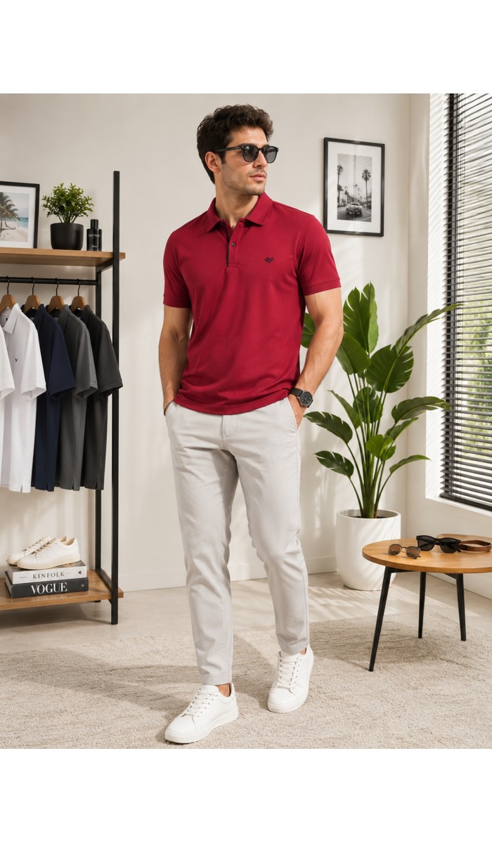 Erkek Bordo Polo Yaka T-Shirt Erkek Bordo Polo Yaka T-Shirt