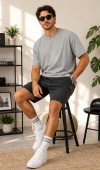 Erkek Gri O Yaka Basic T-Shirt