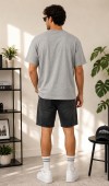 Erkek Gri O Yaka Basic T-Shirt