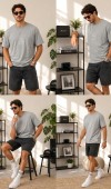 Erkek Gri O Yaka Basic T-Shirt