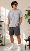Erkek Gri O Yaka Basic T-Shirt Erkek Gri O Yaka Basic T-Shirt