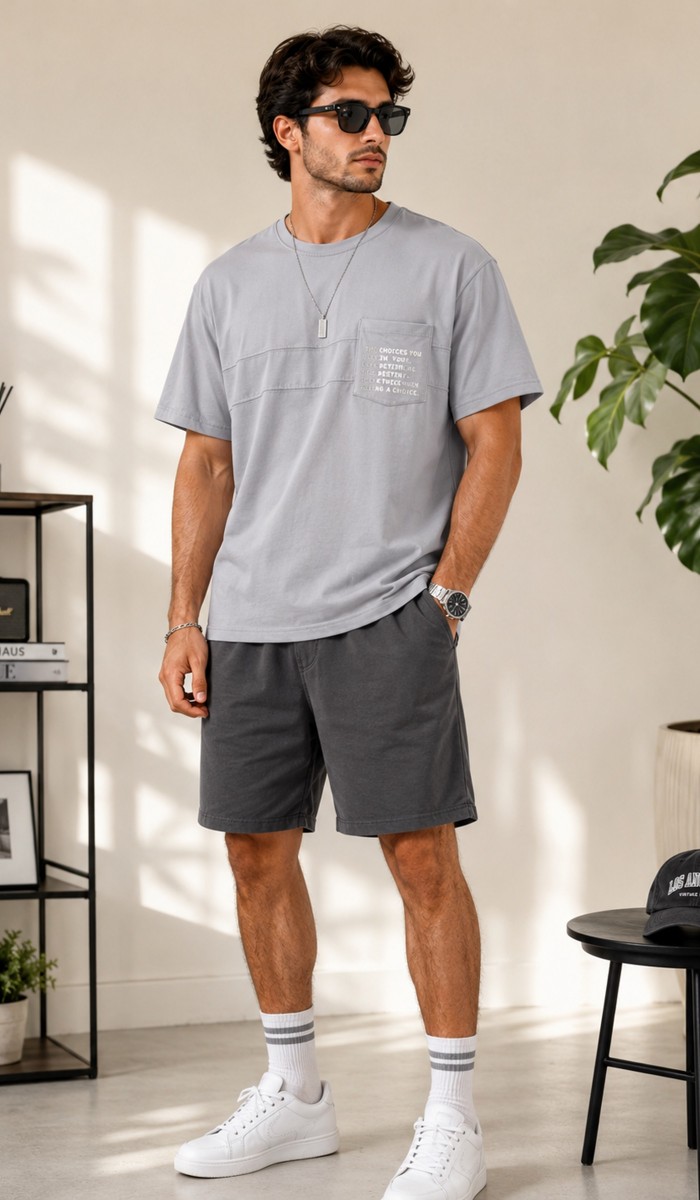 Erkek Gri O Yaka Basic T-Shirt Erkek Gri O Yaka Basic T-Shirt