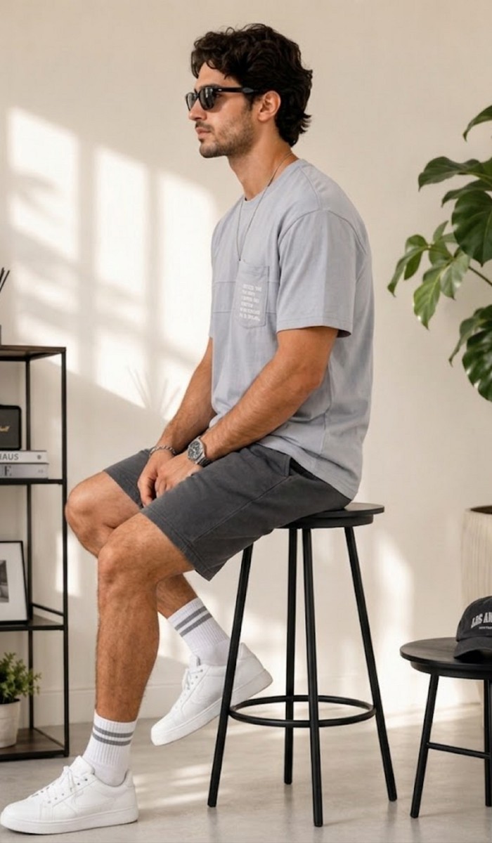 Erkek Gri O Yaka Basic T-Shirt Erkek Gri O Yaka Basic T-Shirt