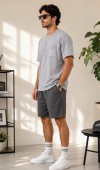 Erkek Gri O Yaka Basic T-Shirt Erkek Gri O Yaka Basic T-Shirt