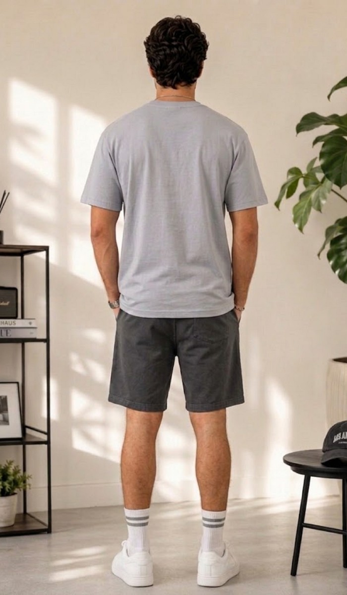 Erkek Gri O Yaka Basic T-Shirt Erkek Gri O Yaka Basic T-Shirt