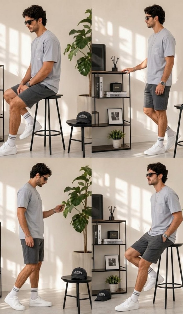 Erkek Gri O Yaka Basic T-Shirt Erkek Gri O Yaka Basic T-Shirt