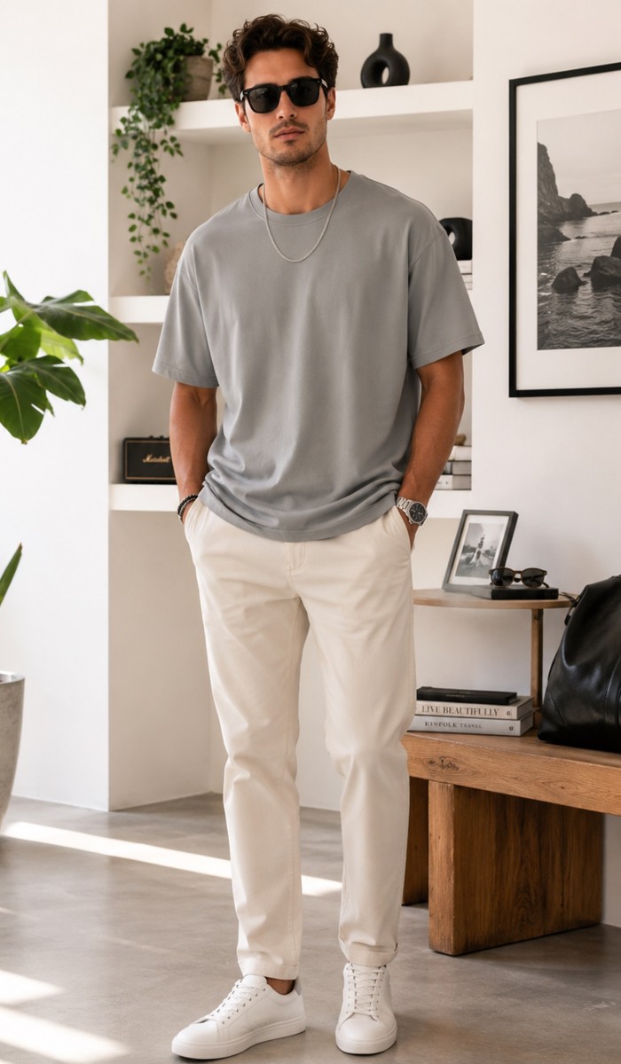 Erkek Gri O Yaka Basic T-Shirt Erkek Gri O Yaka Basic T-Shirt