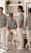 Erkek Gri O Yaka Basic T-Shirt Erkek Gri O Yaka Basic T-Shirt