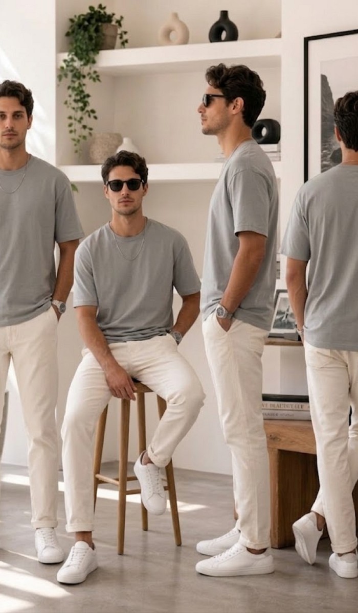 Erkek Gri O Yaka Basic T-Shirt Erkek Gri O Yaka Basic T-Shirt
