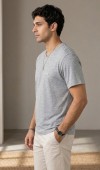 Erkek Gri V Yaka Slim Fit T-Shirt Erkek Gri V Yaka Slim Fit T-Shirt