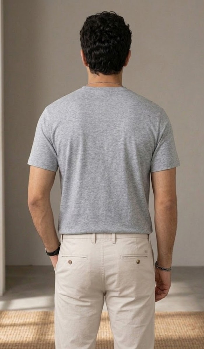 Erkek Gri V Yaka Slim Fit T-Shirt Erkek Gri V Yaka Slim Fit T-Shirt