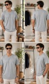 Erkek Gri V Yaka Slim Fit T-Shirt Erkek Gri V Yaka Slim Fit T-Shirt