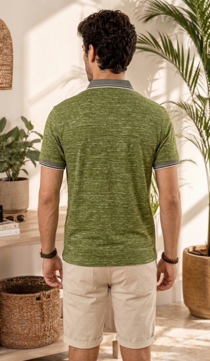Erkek Haki Polo Yaka T-Shirt