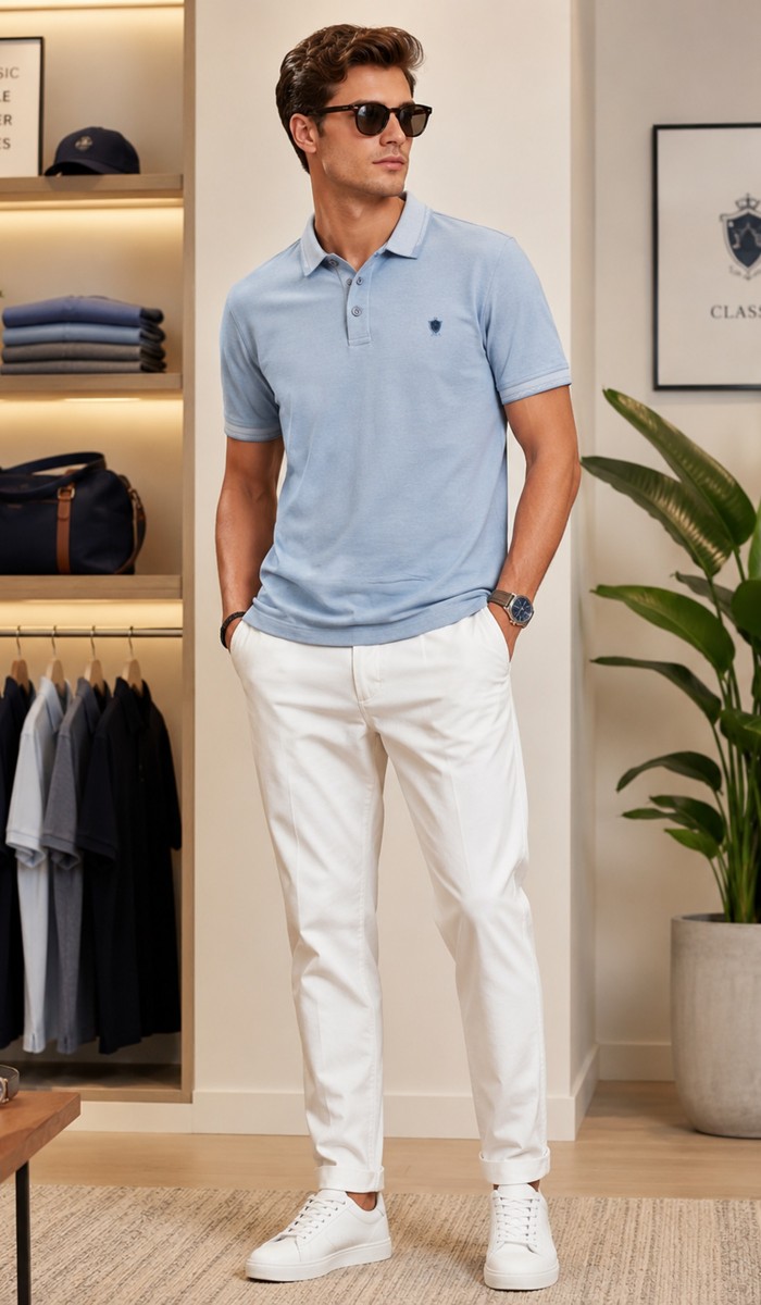Erkek Mavi Polo Yaka T-Shirt Erkek Mavi Polo Yaka T-Shirt