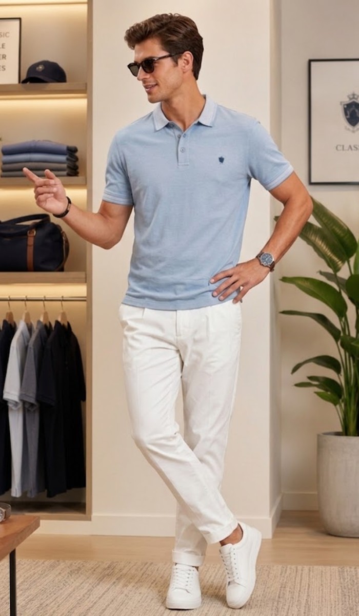 Erkek Mavi Polo Yaka T-Shirt Erkek Mavi Polo Yaka T-Shirt
