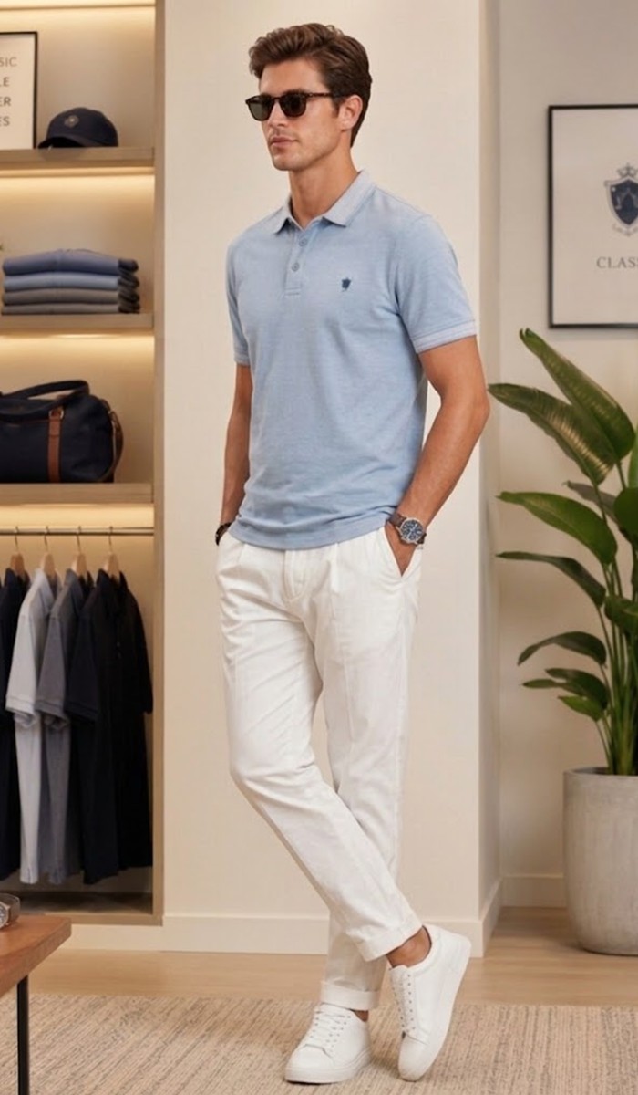 Erkek Mavi Polo Yaka T-Shirt Erkek Mavi Polo Yaka T-Shirt