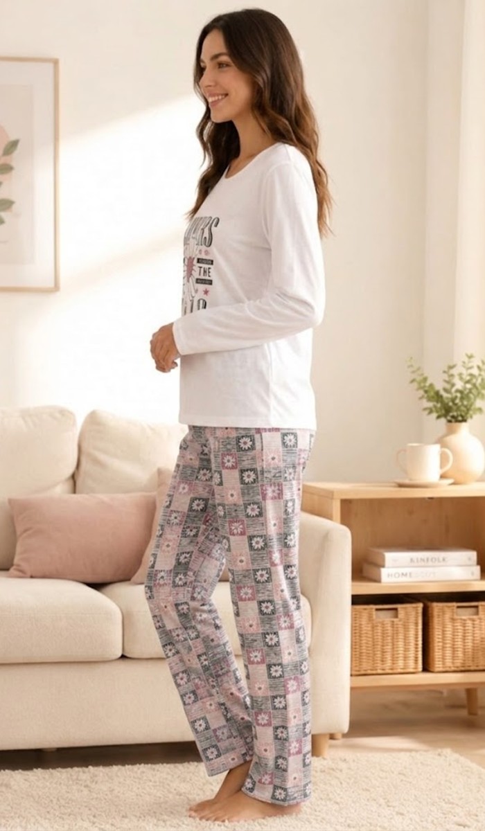 Kadın Beyaz Pijama Takımı Kadın Beyaz Pijama Takımı
