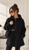 Kadın Siyah Kapşonlu Polar Sweatshirt