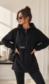 Kadın Siyah Kapşonlu Polar Sweatshirt
