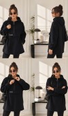 Kadın Siyah Kapşonlu Polar Sweatshirt