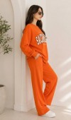 Kadın Turuncu Bisiklet Yaka Sweatshirt