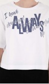 Kadın Beyaz Baskılı Drop T-Shirt