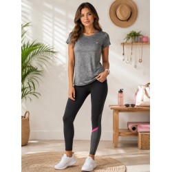 Kadın Gri Bisiklet Yaka Basic T-Shirt 