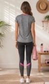 Kadın Gri Bisiklet Yaka Basic T-Shirt