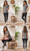 Kadın Gri Bisiklet Yaka Basic T-Shirt
