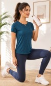Kadın Turkuaz Bisiklet Yaka Basic T-Shirt Kadın Turkuaz Bisiklet Yaka Basic T-Shirt