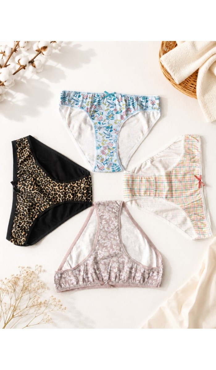 Kadın Renkli Pamuklu Bikini Külot 4 ' Lü Paket Kadın Renkli Pamuklu Bikini Külot 4 ' Lü Paket