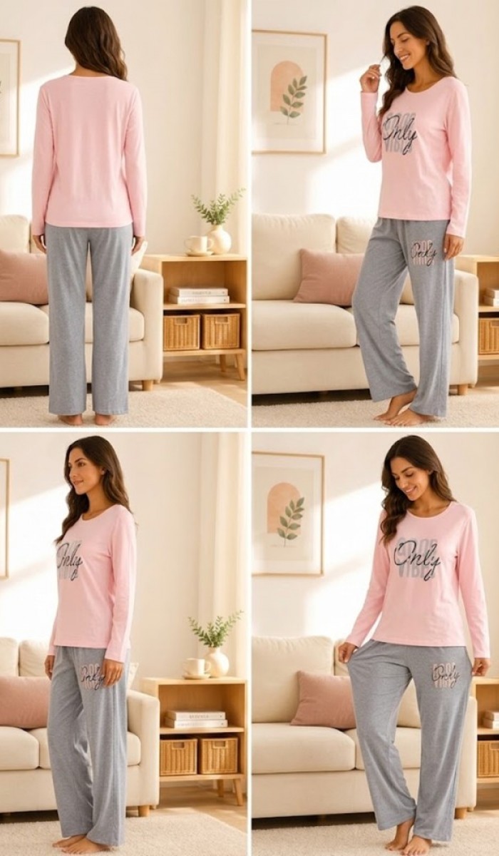 Kadın Pudra Pijama Takımı Kadın Pudra Pijama Takımı