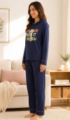 Kadın Lacivert Kapşonlu Pijama Takımı Kadın Lacivert Kapşonlu Pijama Takımı