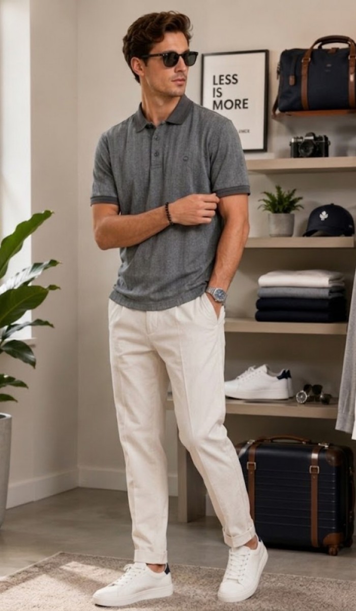 Erkek Antrasit Polo Yaka T-Shirt