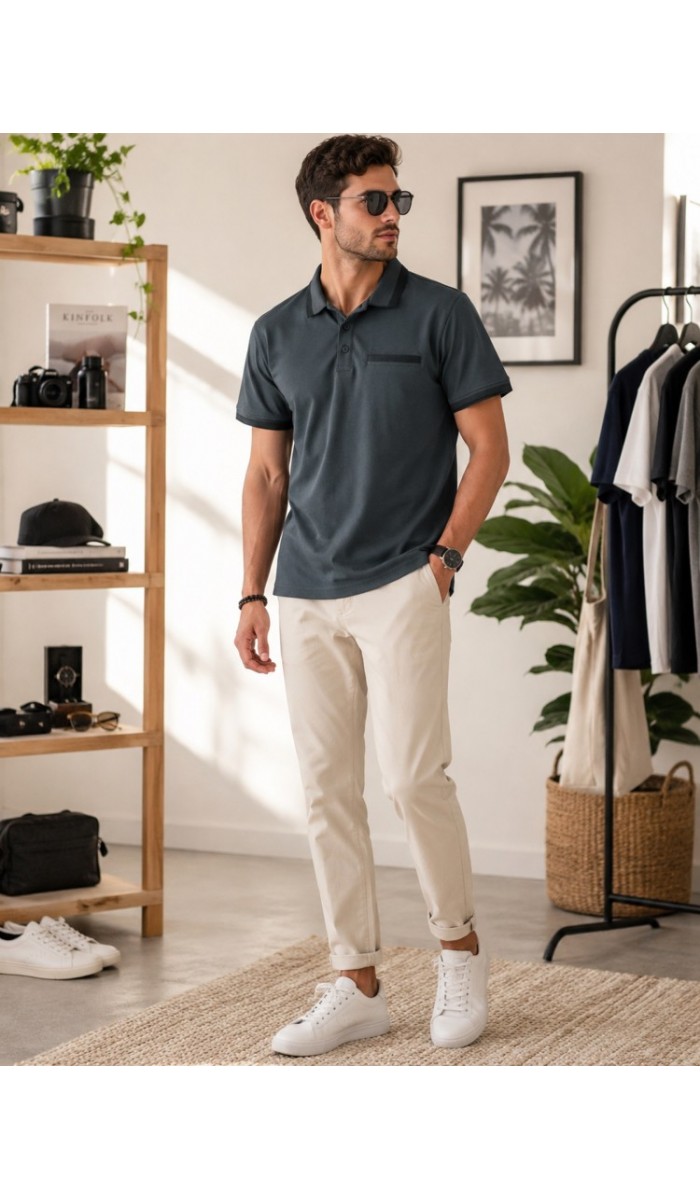 Erkek Antrasit Polo Yaka T-Shirt Erkek Antrasit Polo Yaka T-Shirt
