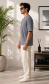 Erkek Antrasit Bisiklet Yaka Basic T-Shirt