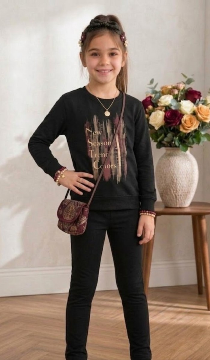 Kız Çocuk Siyah Sweatshirt