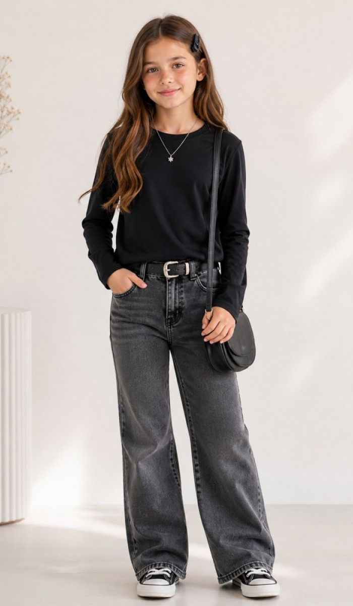 Kız Çocuk Siyah Sweatshirt Kız Çocuk Siyah Sweatshirt
