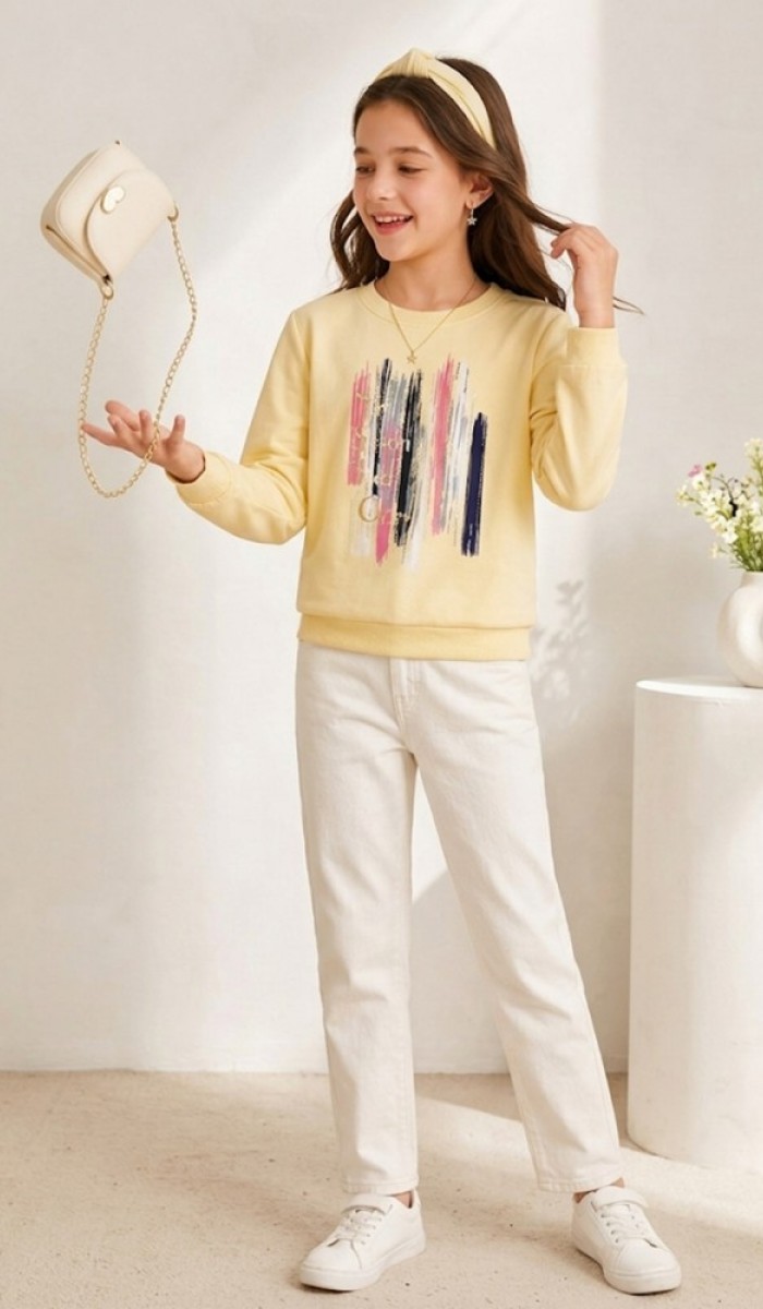 Kız Çocuk Sarı Sweatshirt Kız Çocuk Sarı Sweatshirt