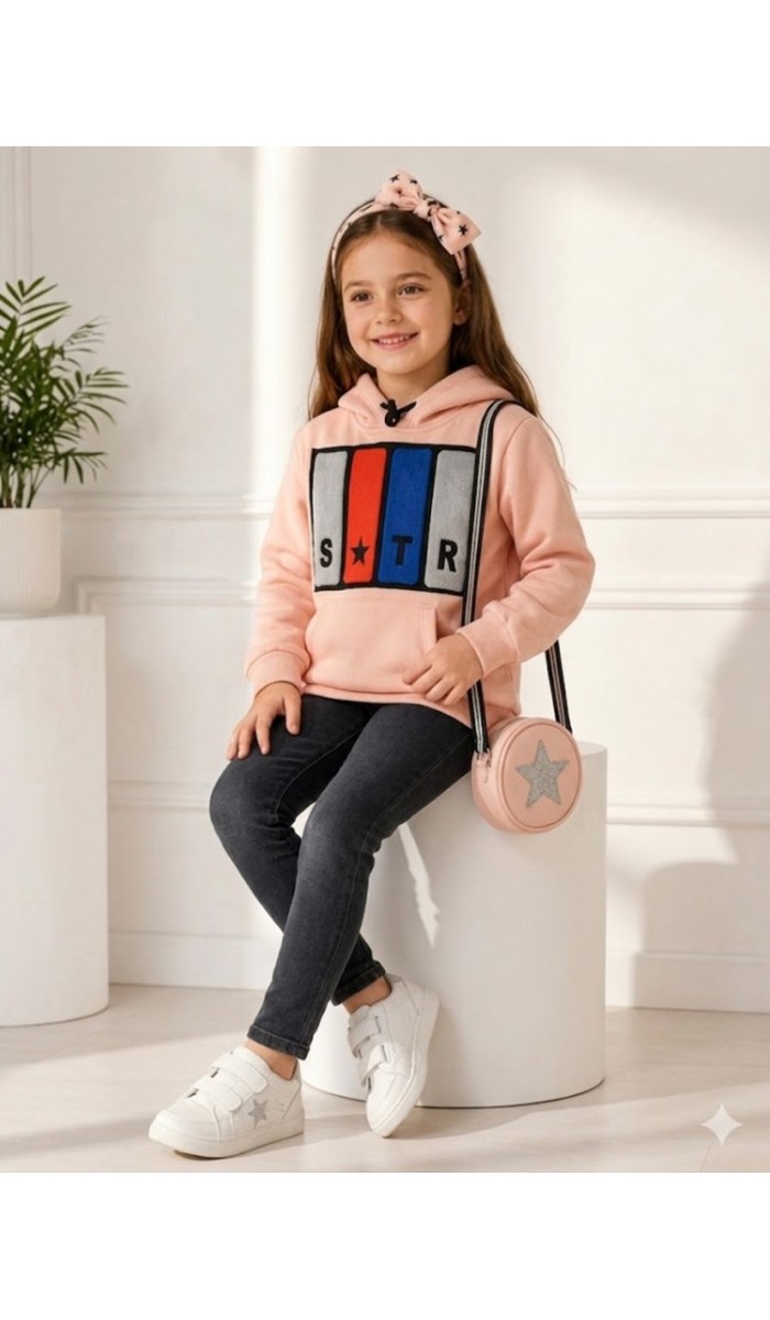 Kız Çocuk Pudra Sweatshirt