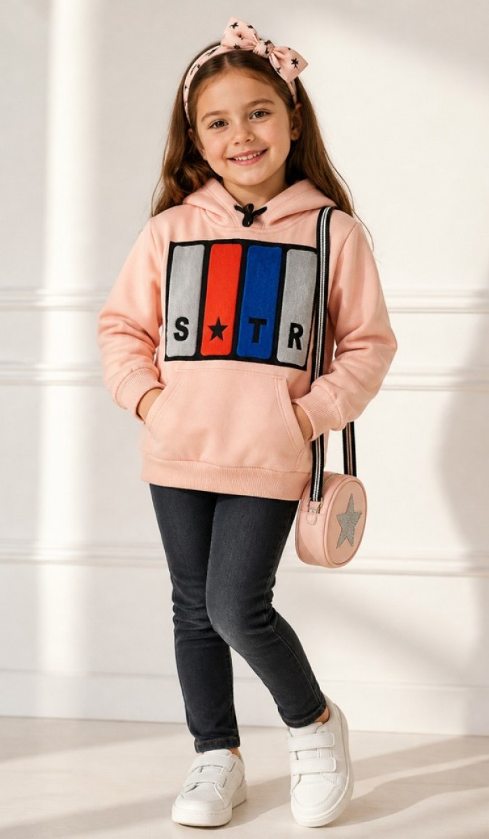 Kız Çocuk Pudra Sweatshirt Kız Çocuk Pudra Sweatshirt