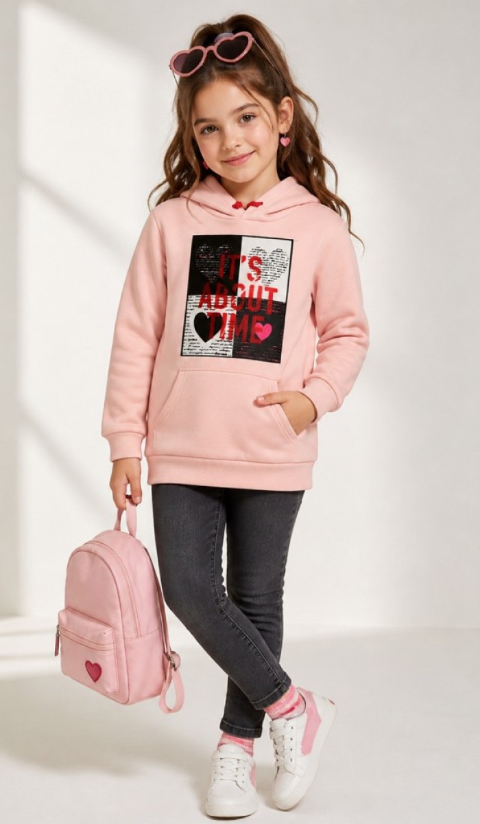 Kız Çocuk Pudra Sweatshirt