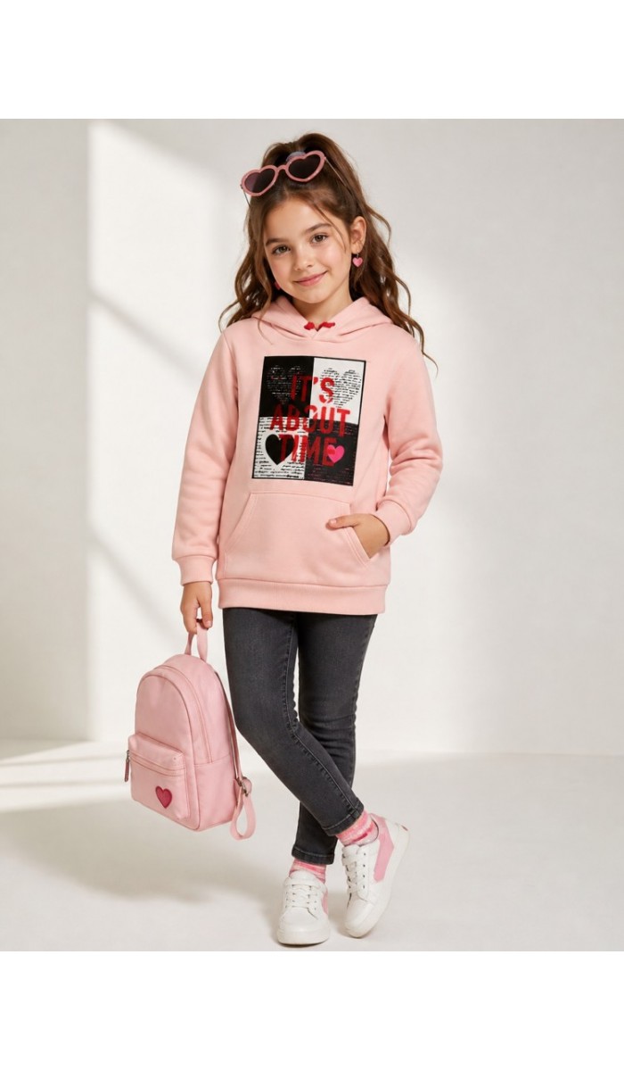Kız Çocuk Pudra Sweatshirt