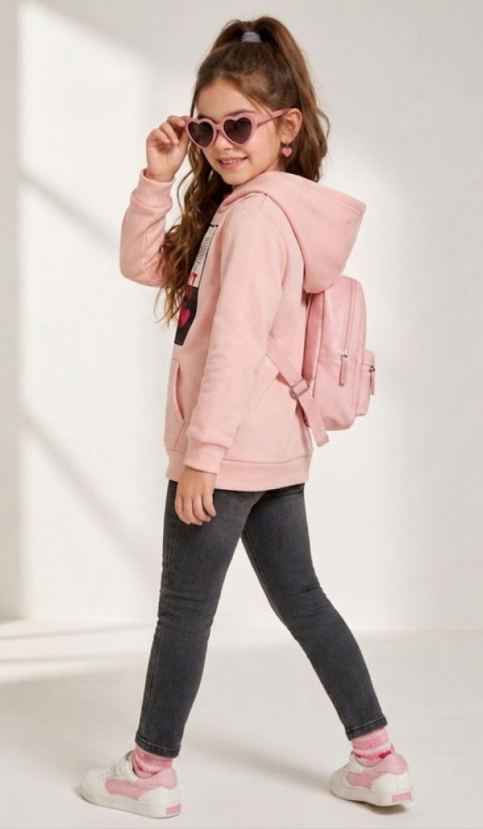 Kız Çocuk Pudra Sweatshirt Kız Çocuk Pudra Sweatshirt