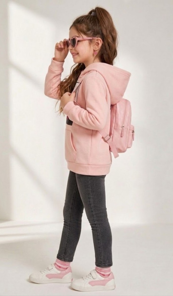 Kız Çocuk Pudra Sweatshirt Kız Çocuk Pudra Sweatshirt